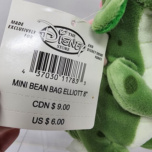 Disney Store Mini Bean Bag Elliott 8" Plush Petes Dragon New With Tags - Picture 2 of 4